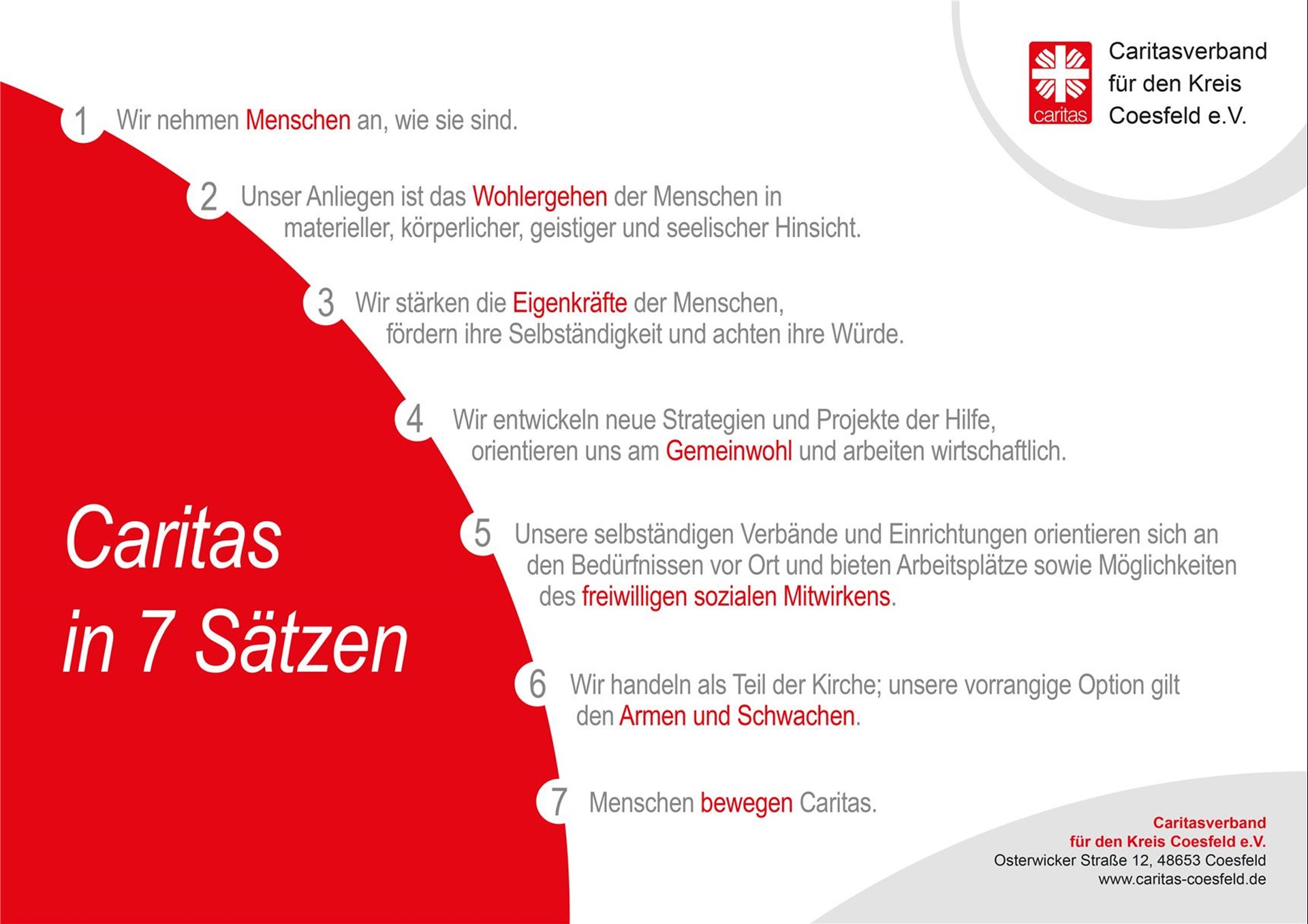 Grafik mit Leitbild der Caritas
